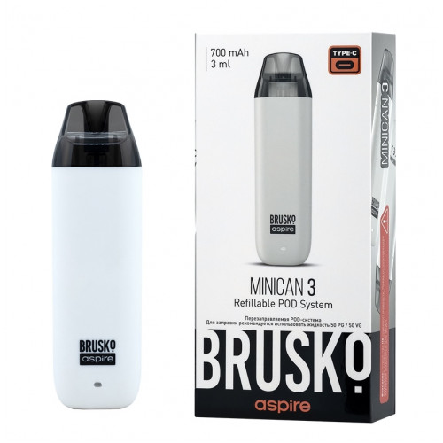 Перезаправляемая Под-Система Бруско Миникан 3 (Brusko Minican 3) 700 mah, Белый